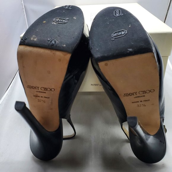 Jimmy Choo peep toe platform shoes sling back buckle fastenings Black 37… - Picture 6 of 13